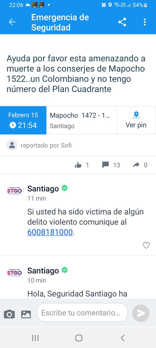 Pilar_Pima's tweet photo. @canal13 vayan a Mapocho 1522 Santiago, esquina Mapocho. Están amenazando de muerte a los conserjes. Los vecinos no viven en paz hace meses. https://t.co/XvLbnFIEqT
