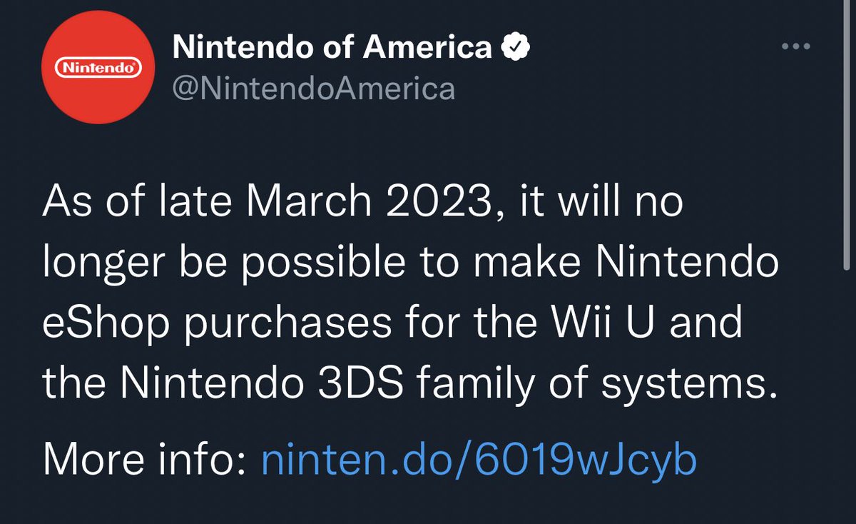 Nintendo is shutting down the Wii U and 3DS eShop in March 2023