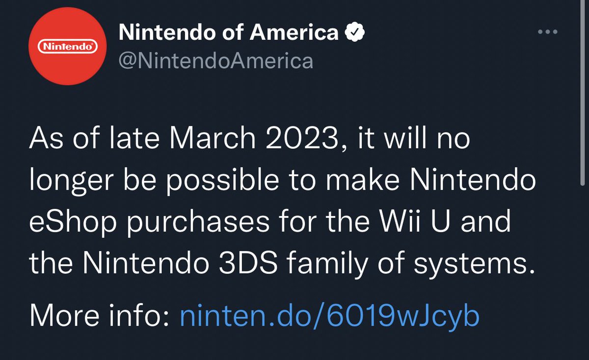 Nintendo ending Wii U and 3DS eShop purchases in late March 2023