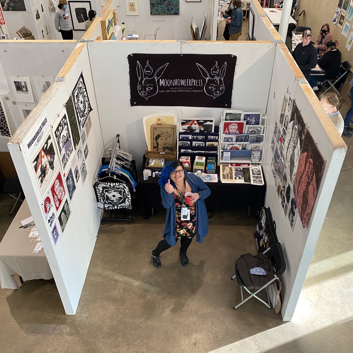 MoonhowlerPress's tweet photo. I keep saying I’m gonna get back on Twitter but all I end up doing is going down a rabbit hole and not posting the cool things I’ve been doing. 

It was PrintAustin’s PrintExpo and I had a really great time peddling my smut and catching up with old friends. https://t.co/pqOJFjOD96