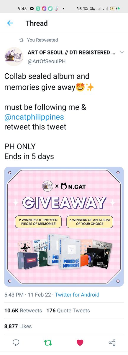 hoonprk05's tweet photo. @ArtOfSeoulPH @ncatphilippines Done! hoping to win☺️ https://t.co/T9RHRQw6nd