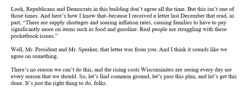 DanODonnellShow's tweet photo. How bad are things for Biden and Democrats? Tony Evers, Democrat Governor of the swing state of Wisconsin, just used his State of the State Address to call for giving $150 election-year bribes to all Wisconsinites to help them pay for THE INFLATION THAT BIDEN AND DEMOCRATS CAUSED https://t.co/PlmTMnhNSH