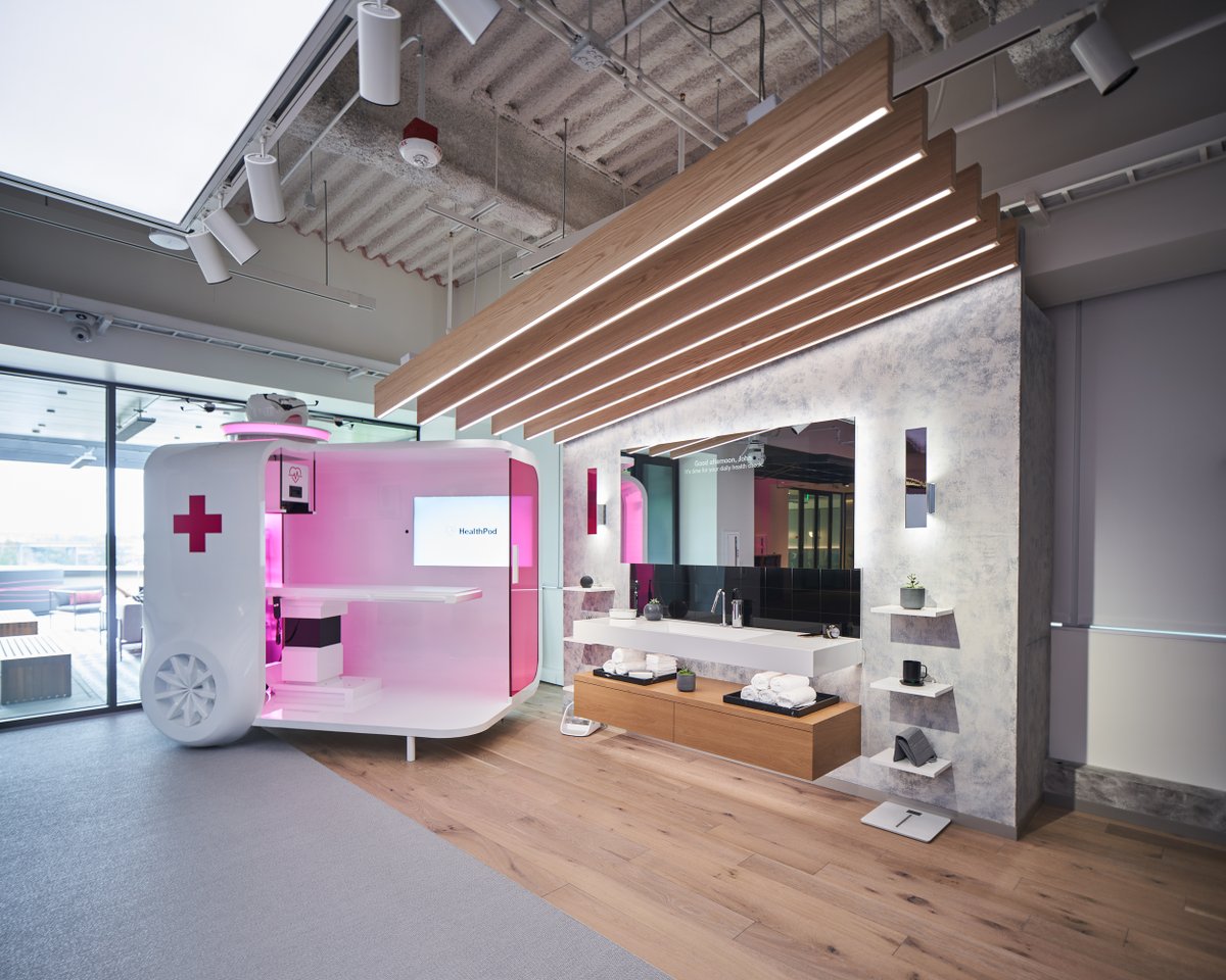 T_INNOVATE_'s tweet photo. From step-counting to telehealth, the future of how we care for ourselves is wireless. 📶 #5Gandme HealthPod demonstrates how a next-gen network and emerging tech can transport healthcare to patients virtually anywhere, anytime! ⚕️ https://t.co/7XJE3TtqXi
