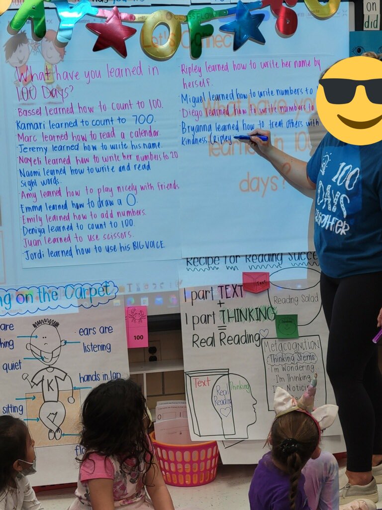 100 days smarter here in Kindergarten. These kinders sure know how to celebrate! Look at what we learned in 100 days! ❤️ <a href="/canstafford/">Candice Stafford</a> <a href="/JSzymanski301/">Jen Szymanski</a> <a href="/NorwoodES/">Norwood Elementary</a>