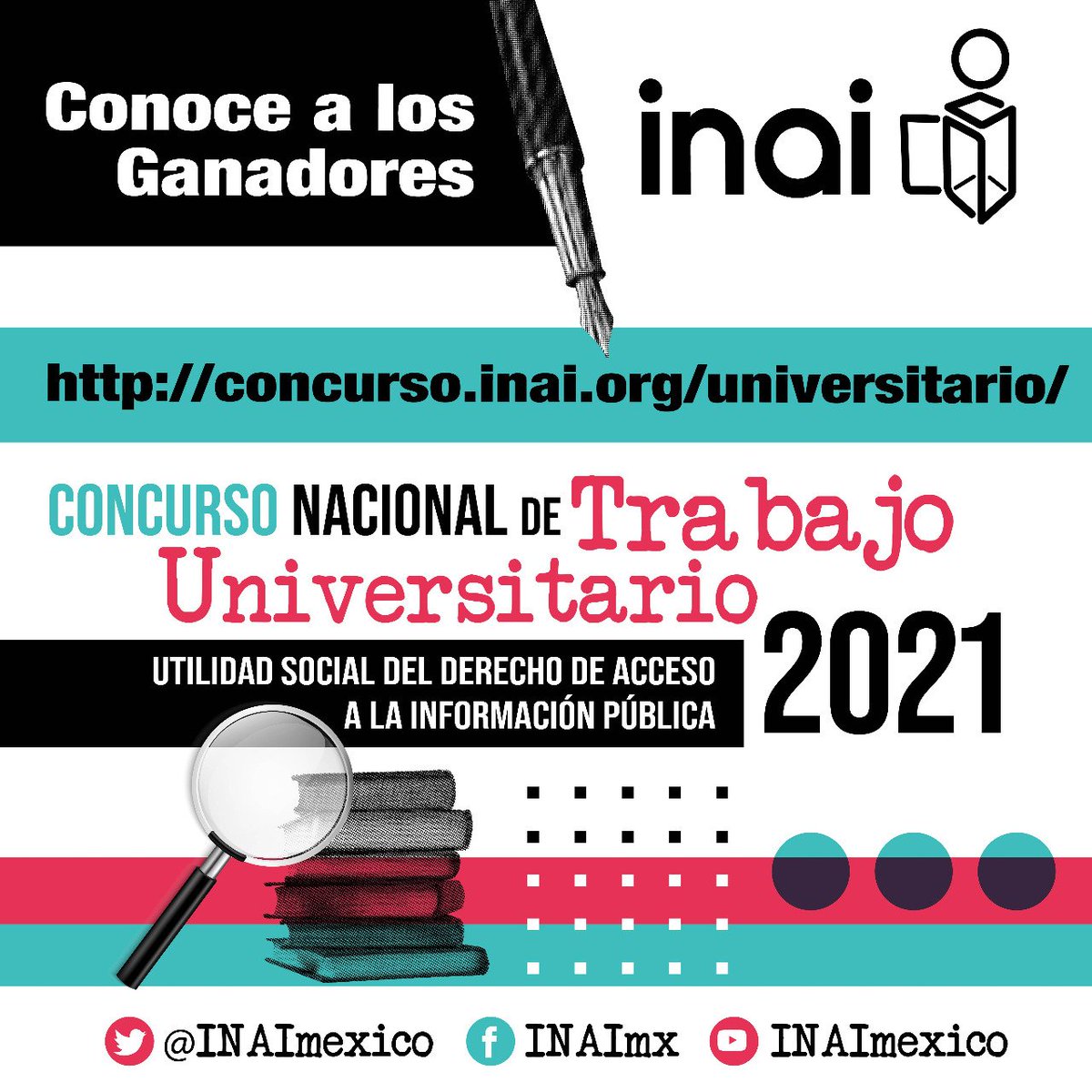 Conoce a las y los ganadores del Concurso Nacional de Trabajo Universitario en su edición 2021

Hoy en el <a href="/INAImexico/">INAI</a> realizamos la ceremonia de premiación

Consulta la información aquí: 
concurso.inai.org.mx/universitario/…
