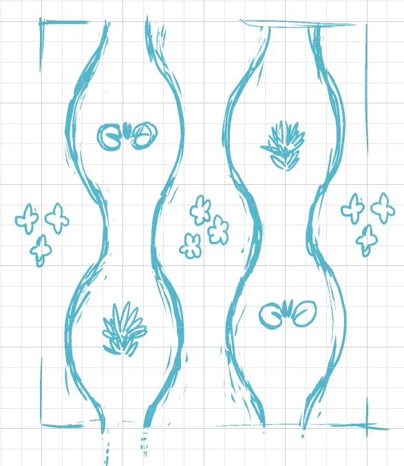 模様の1つのブロックを意識しながら下描き(少し大きいファイルにして実際貼り付けた時のイメージを確認しならがら作業するのがおすすめ)→選択範囲を作りざっとペン入れ(選択範囲がずれると困るのでストックしておくと安心)→
レイヤー変換で画像素材レイヤーを選択→ 