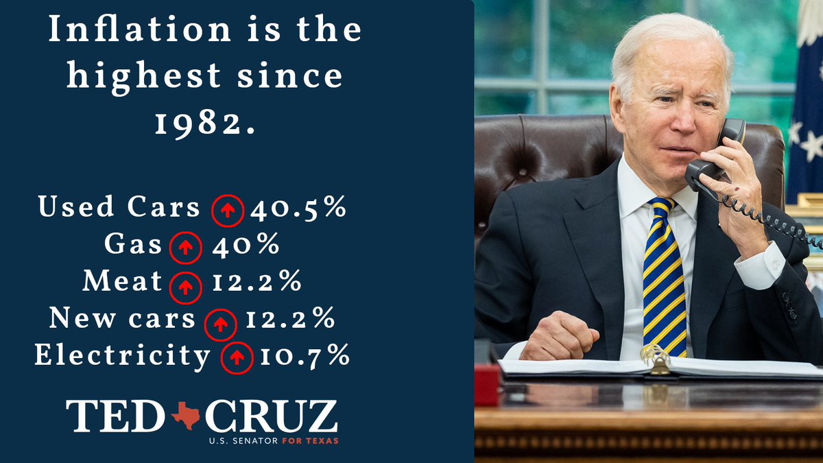 SenTedCruz's tweet image. President Biden’s inflation is not “transitory.”
 
#Bidenflation