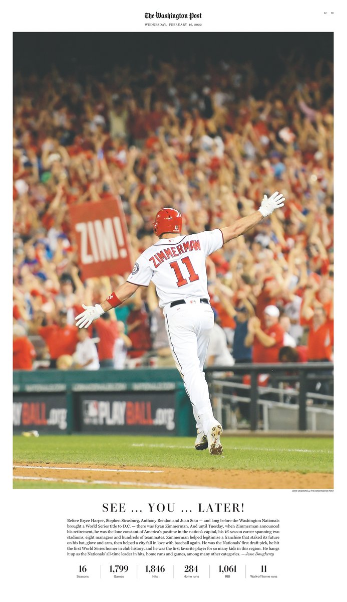 briannaschroer's tweet photo. Ryan Zimmerman made history as the first draft pick in Washington Nationals history. He helped the Nats win the 2019 World Series. Tuesday, his career in DC came to an end when he announced his retirement.

A look back at Zimmerman's illustrious career in Wednesday's @postsports: https://t.co/4LvLg3wepz
