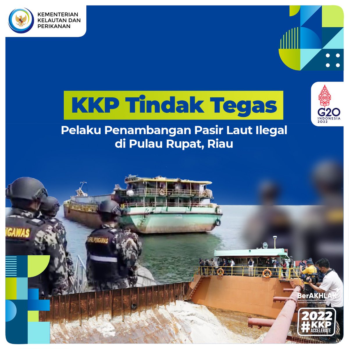 #SahabatBahari Kementerian Kelautan dan Perikanan berhasil menindak tegas pelaku penambangan pasir laut ilegal yang meresahkan masyarakat di wilayah perairan Pulau Rupat, Provinsi Riau. 

#StopTambangPasirIlegal #KKPAccelerate #SaktiWahyuTrenggono