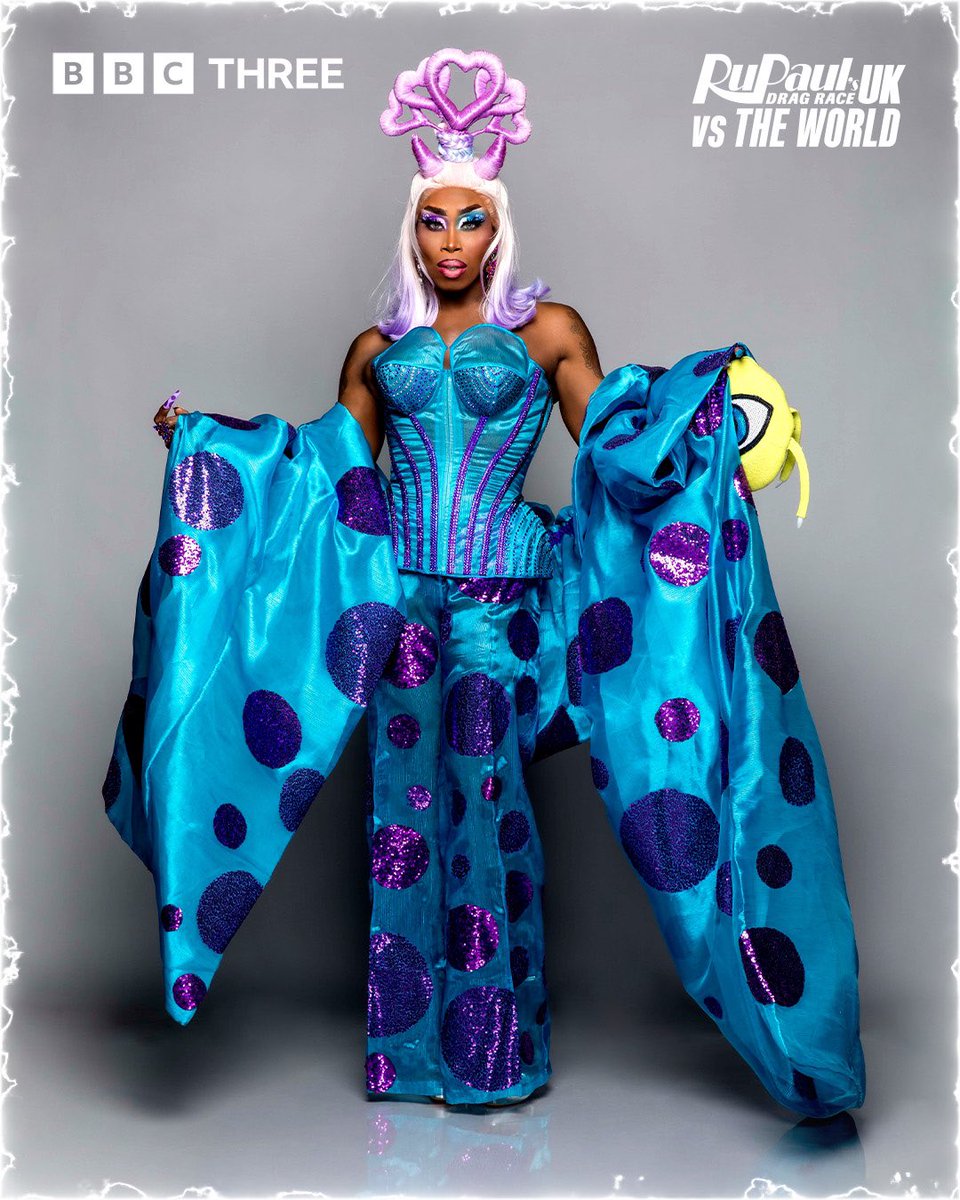 IAmMoniqueHeart's tweet photo. Category is…dot dot dot🔵 paying homage to one of my favorite @disney characters! Can you guess who it is? New episode of @dragraceukbbc out today! https://t.co/FxZBCbJ8t7