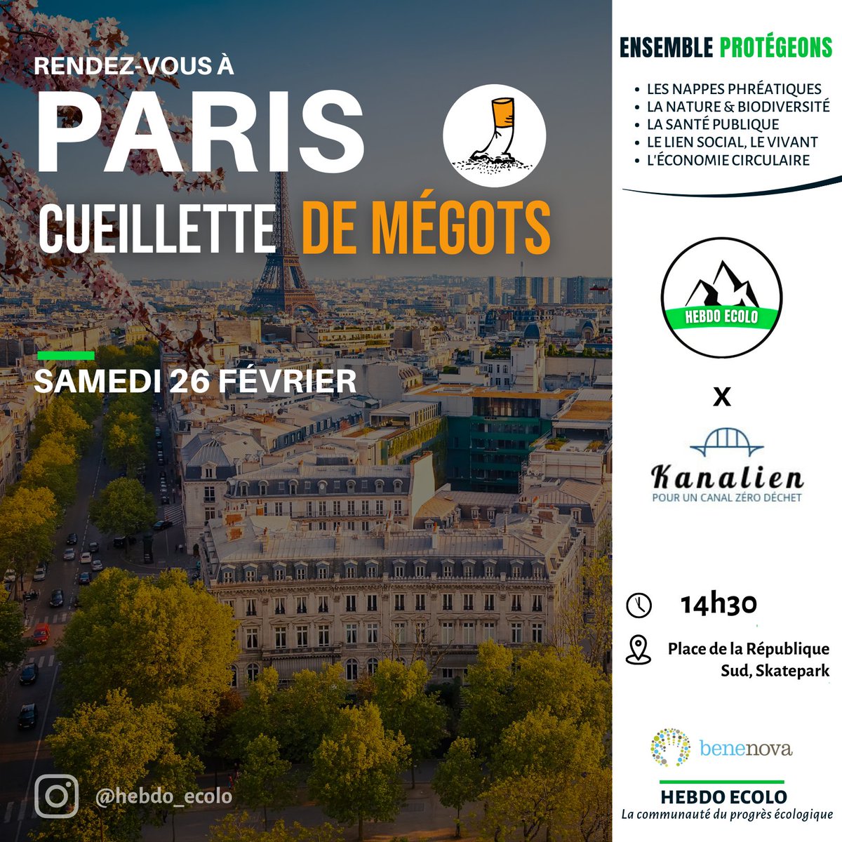 KanalienAsso's tweet photo. 🌍 @HebdoE et @KanalienAsso organisent une cueillette de mégots le samedi 26 février à 14h30, place de la république (au sud près du skatepark) .
Inscrits-toi ↩️
https://t.co/dVcos2683E
#megot #cleanwalk #pollution #noplanetb #benevoles #zeroplastique #zeromegot https://t.co/rcTUfFpJdI