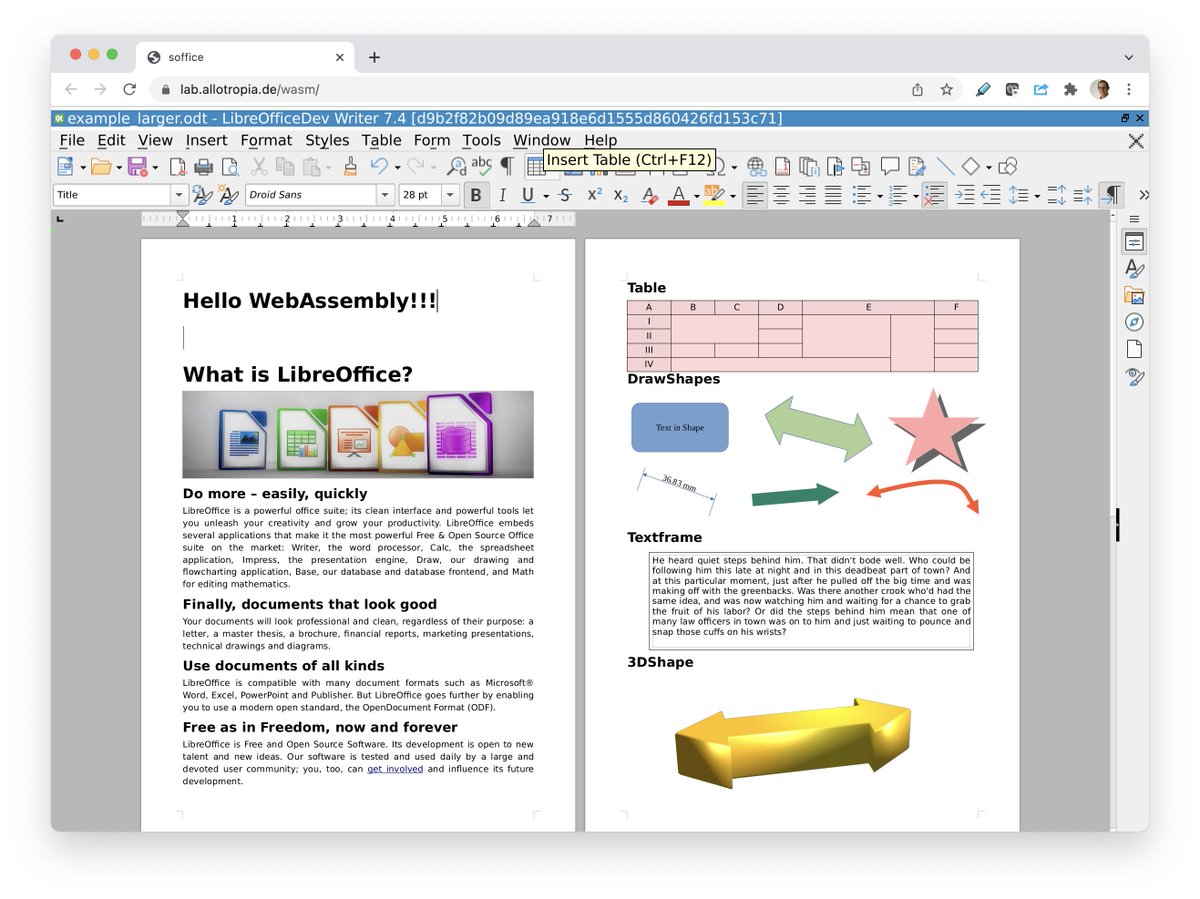 LibreOffice running within the browser using WebAssembly lab.allotropia.de/wasm/