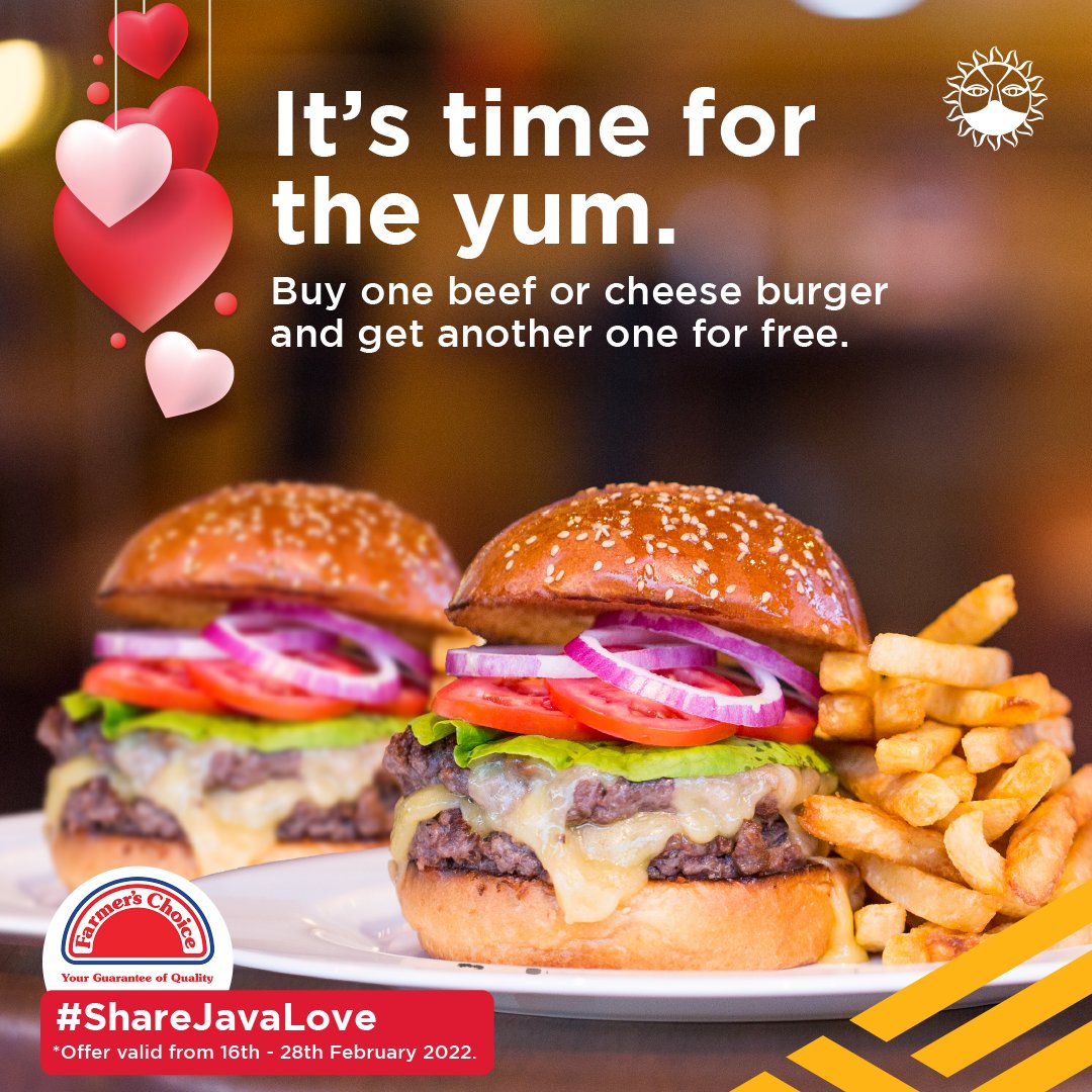 javahouseafrica's tweet image. #ShareJavaLove with your favourite people for the rest of the month❤️. Grab a beef or cheese burger and get another absolutely FREE. This offer is available across all Java House branches & for delivery through food apps until February 28th. 🍔 + 🍔
#JavaLove