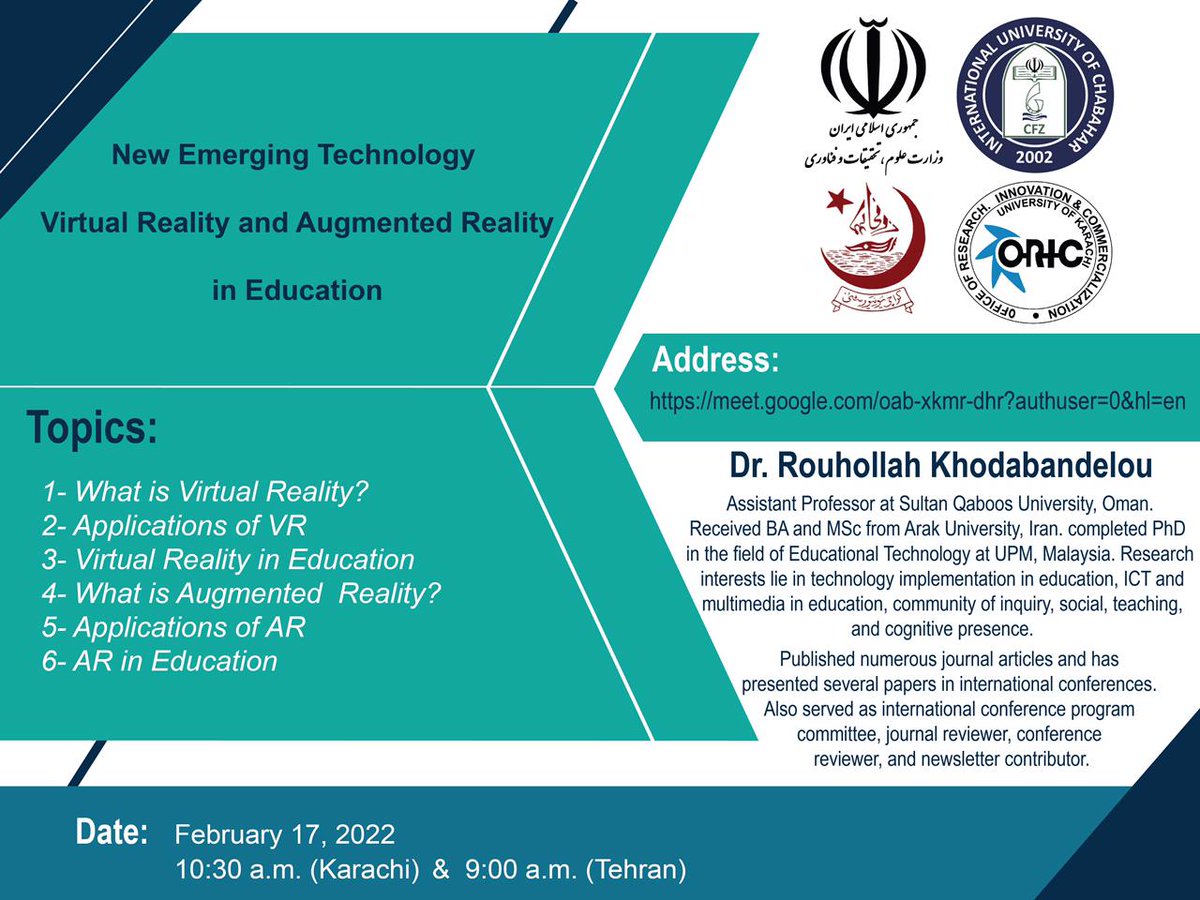 uokoric's tweet photo. ORIC @UoKPakistan in collaboration with #IUC is all set to have a discussion about  'Virtual &amp; Augmented Reality'

Join Us Tommorow :
https://t.co/6WS6Ru0tt4

#AugmentedReality #VirtualReality #ArtificialIntelligence #ORICUOK #Online https://t.co/uVbCzPlpVR