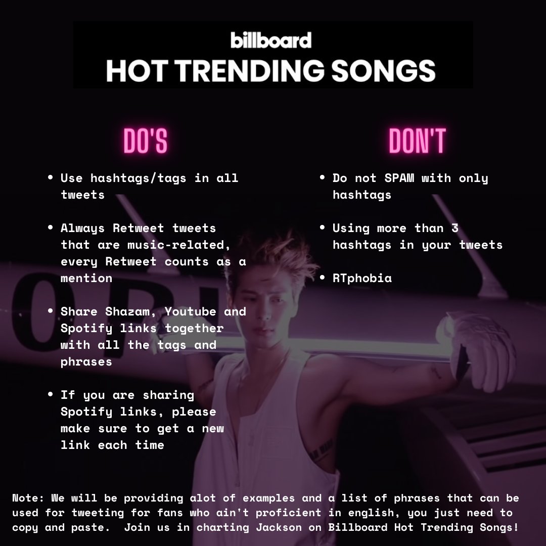 🛑Billboard Hot Trending Songs Guide🛑
#BillboardHotTrending

Please read and follow the guidelines carefully.
#JacksonWang @JacksonWang852