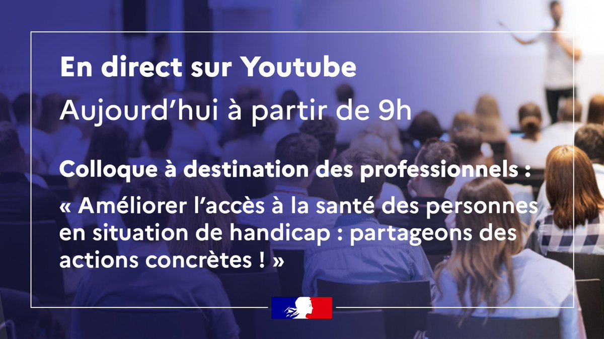 Solidarite_gouv's tweet photo. En direct 🔴| A tout de suite sur Youtube pour suivre le colloque « Améliorer l’accès à la santé des personnes en situation de handicap : partageons des actions concrètes ! »
➡️ https://t.co/bJvpbcuApO https://t.co/4Ex7jxMnch