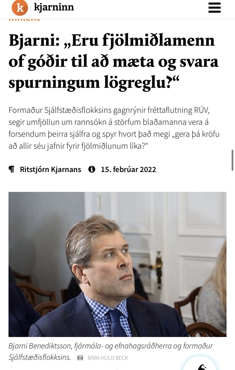 thordursnaer's tweet photo. Það er óvenjuleg upplifun að formaður flokks/ráðherra og dagblað taki sig saman og gefi í skyn að maður sé mögulega þjófur. Glæpamaður. Fjármálaráðherra til upplýsingar þá veit ég hvað mér er gefið að sök. Ég spurði. Lögregla staðfesti það i yfirlýsingu: Að skrifa fréttir. https://t.co/okreGU3Hvd