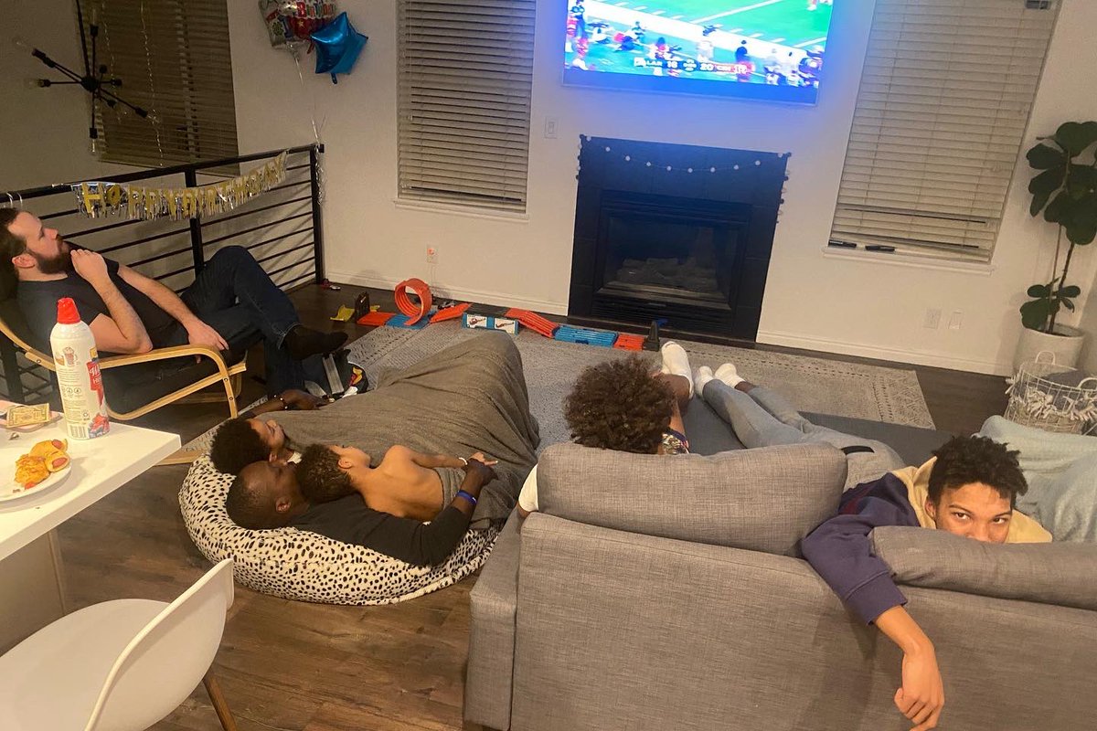 Bigdaddymp's tweet photo. Watching 2022 Super bowl last sunday with my boys and our best friend Mr L. https://t.co/5GzJOR4aHL