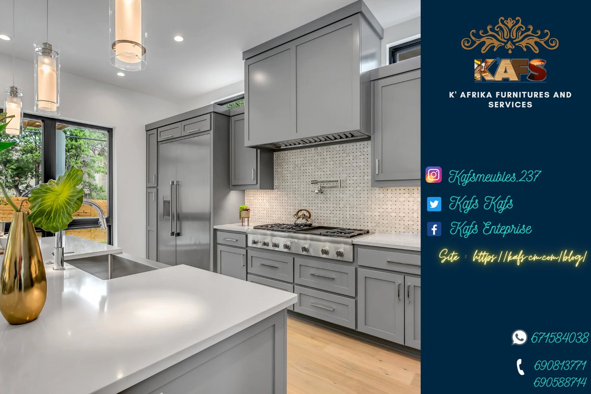 voici la cuisine idéal en termes d’apparence et ou il Ya du confort ✨
#k'afs#solution #luxury#kitchen 
Tél:671584038/690813771
Site web :kafs-cm.com/blog/