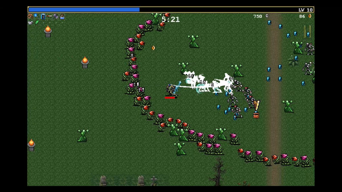 Vampire Survivors
Steamセールス上位にいたので遊んでみました。

・ドット絵のクラシックな雰囲気◎
・自動攻撃式で操作はキャラ移動のみ
・選択式でキャラ強化
・早期アクセスで数百円！

と、時間忘れる系の素晴らしいローグライクゲーム！
キーボード操作時は腱鞘炎に注意 笑

#VampireSurvivors