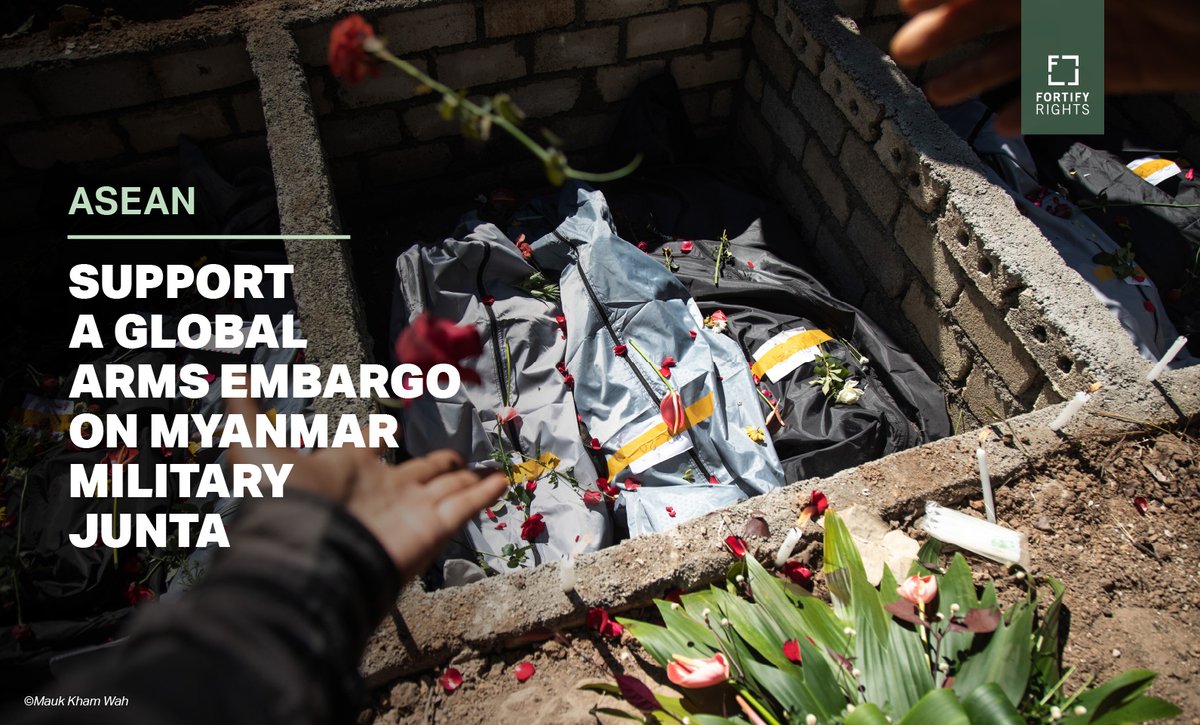 FortifyRights's tweet photo. “The Myanmar junta is murdering people with weapons procured on the global market and that must stop,” said @IsmailWolff. "The #UNSC must impose a global arms embargo on the Myanmar military, and it would be strategic and sensible for ASEAN to support it.” https://t.co/Q8TmdzpwKS https://t.co/kfkjoTyI5R