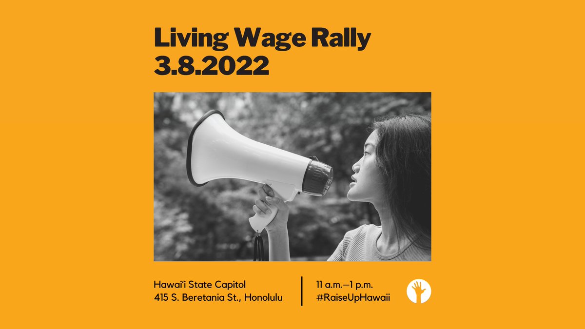 Despite overwhelming support for an $18 by 2026 #MinimumWage bill in testimony (85% in favor), the Hawaiʻi State House hasn't heard the message yet. Let's change that.

Join us on March 8 at the Capitol from 11 a.m.–1 p.m.

RSVP: eventbrite.com/e/living-wage-…

#RaiseUpHawaii