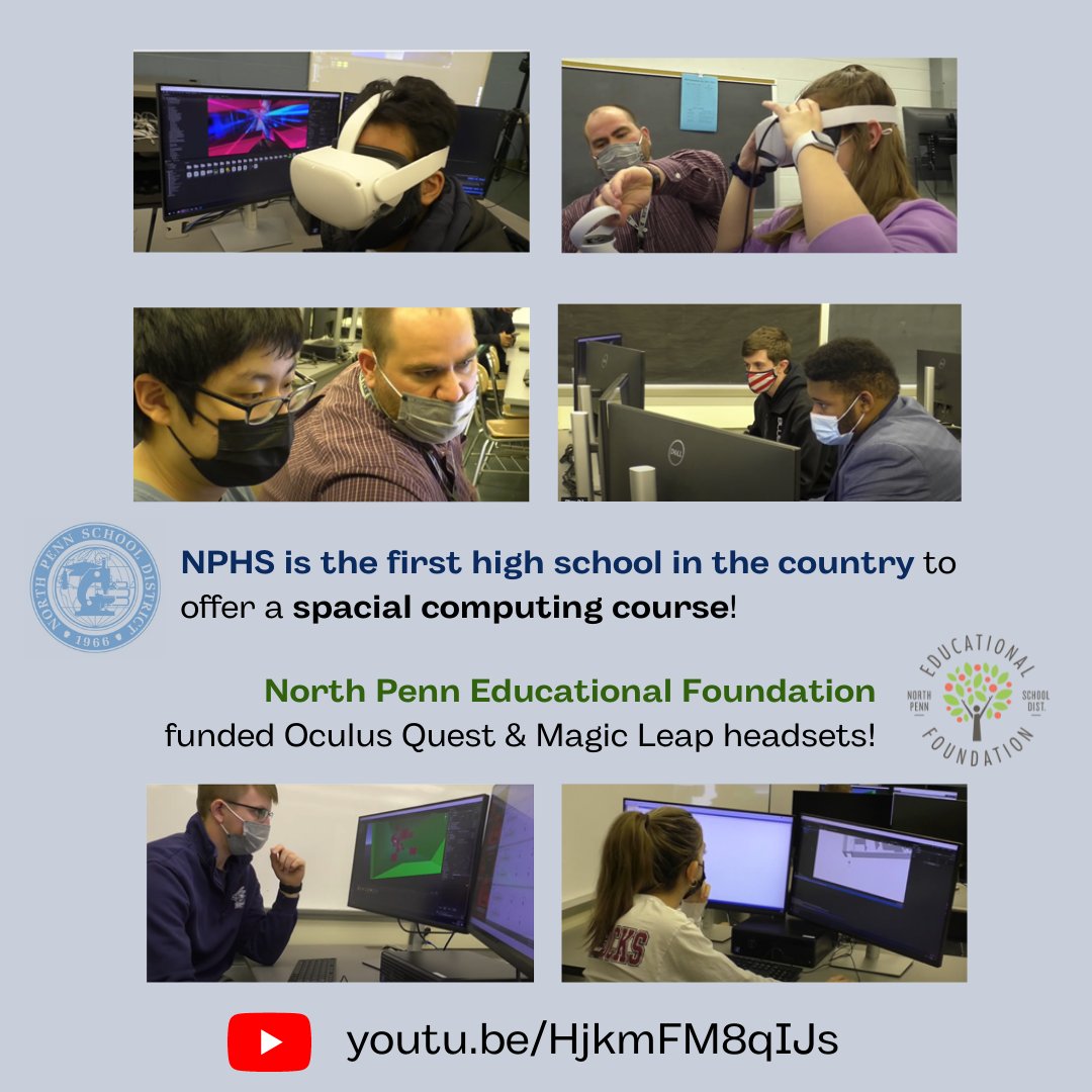 North Penn School District Educational Foundation (@npsd_foundation) on Twitter photo "Spatial computing is a new course where students are able to develop experiences in 3-D environments, virtual reality environments and augmented reality environments," ~ NPHS instructor Ryan Kolb.
youtu.be/HjkmFM8qIJs
#IgnitingStudentSuccess <a href="/NPSD/">North Penn School District</a> <a href="/notiontheory/">Notiontheory</a> #Unity3D "Spatial computing is a new course where students are able to develop experiences in 3-D environments, virtual reality environments and augmented reality environments," ~ NPHS instructor Ryan Kolb.
youtu.be/HjkmFM8qIJs
#IgnitingStudentSuccess <a href="/NPSD/">North Penn School District</a> <a href="/notiontheory/">Notiontheory</a> #Unity3D