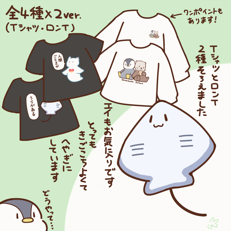 #しらほしずかん 
「Tシャツです!」
受注は2月24日までです🐧🦦
https://t.co/UTPPTkMjzM 