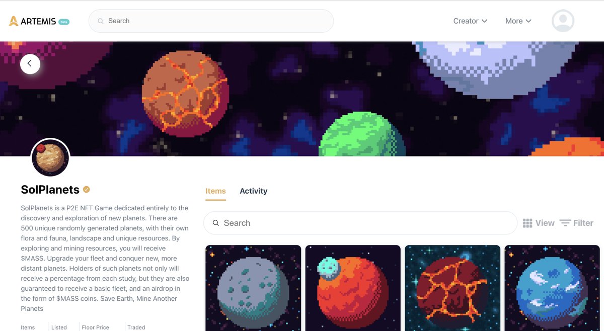 Artemis_Market's tweet photo. Welcome on board @SolPlanets_NFT🌎 Trade on Artemis with 0% fee until end of Feb!
https://t.co/unWKAkyklj
#Solana #NFT #NFTlaunch #NFTmarketplace #SocialFi #ListAndEarn #0TxnFee https://t.co/7kWnWkyMYe