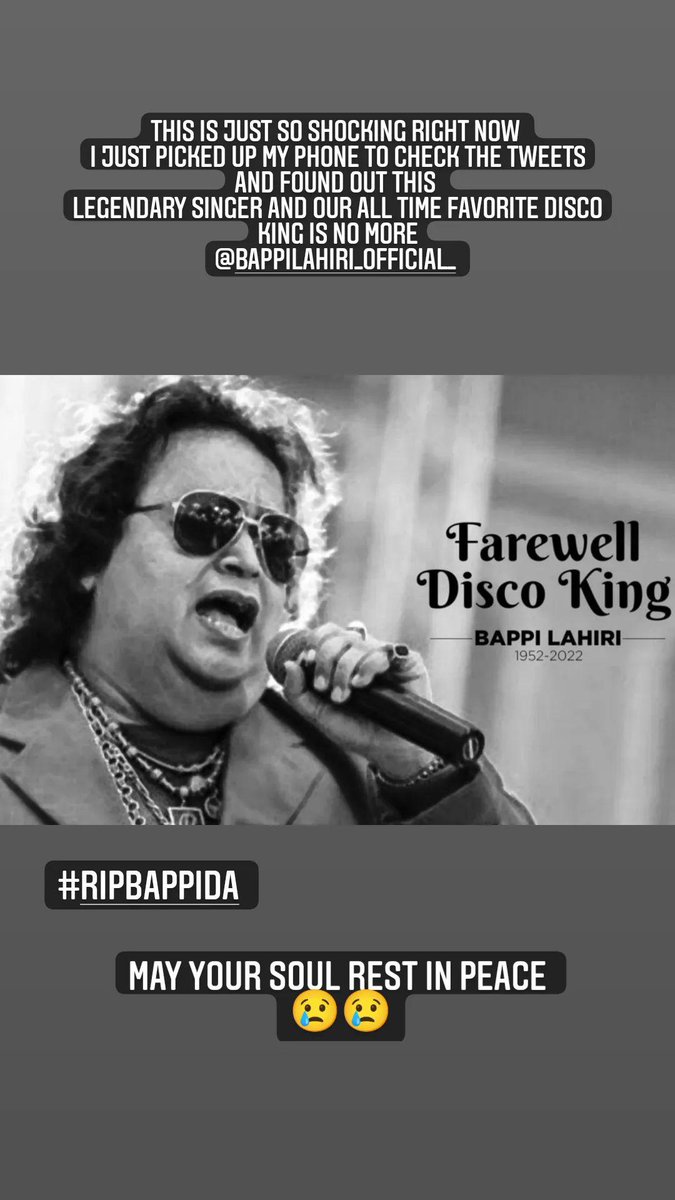 Riya_mondal98's tweet photo. I don't have anything more to say... When I first saw the notification I thought it's a fake news but it's really so hard to believe that he is no more. 
#RipBappilahiri #BappiLahiri #Discoking #RIPBappiDa https://t.co/JfXjWBZ7o6