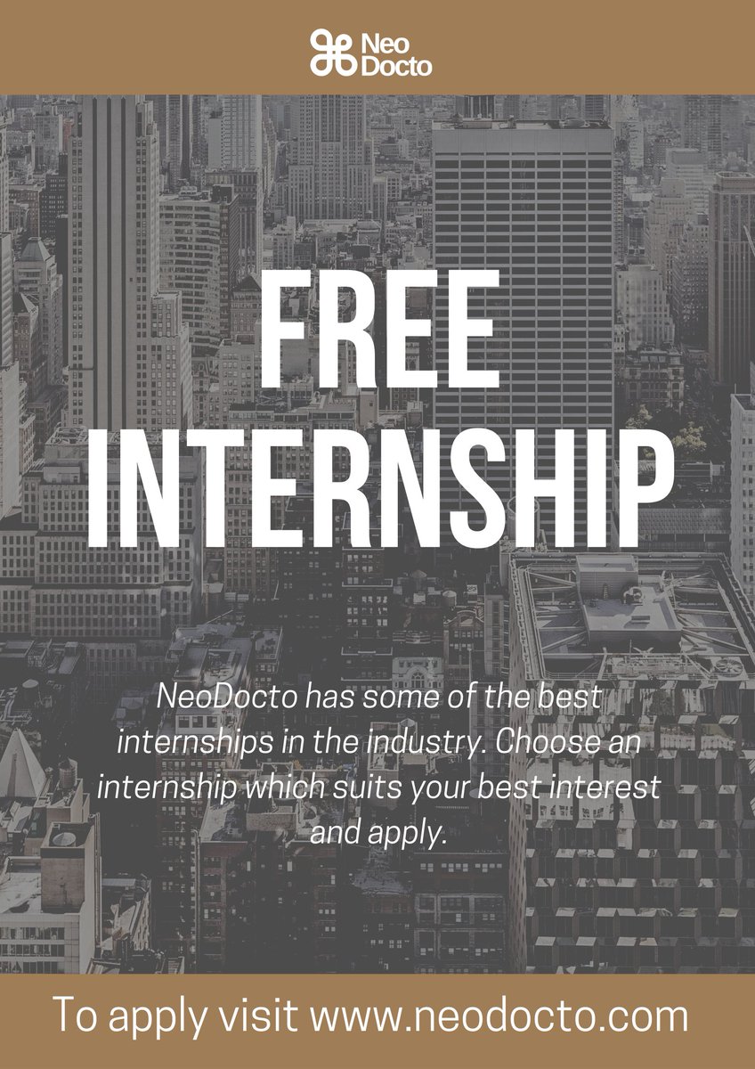 GLeerics's tweet photo. @AviationAIM
Greetings!
Internship Openings at NeoDocto
https://t.co/uisYpuvMPv
Internship Program Fee: FREE
Duration of internship: 2 to 6 Months
Working days: Monday to Friday
Work Location: Remote
If you are interested, please click the link below
https://t.co/fEyz2TMwnG https://t.co/nm3RMnHFJt
