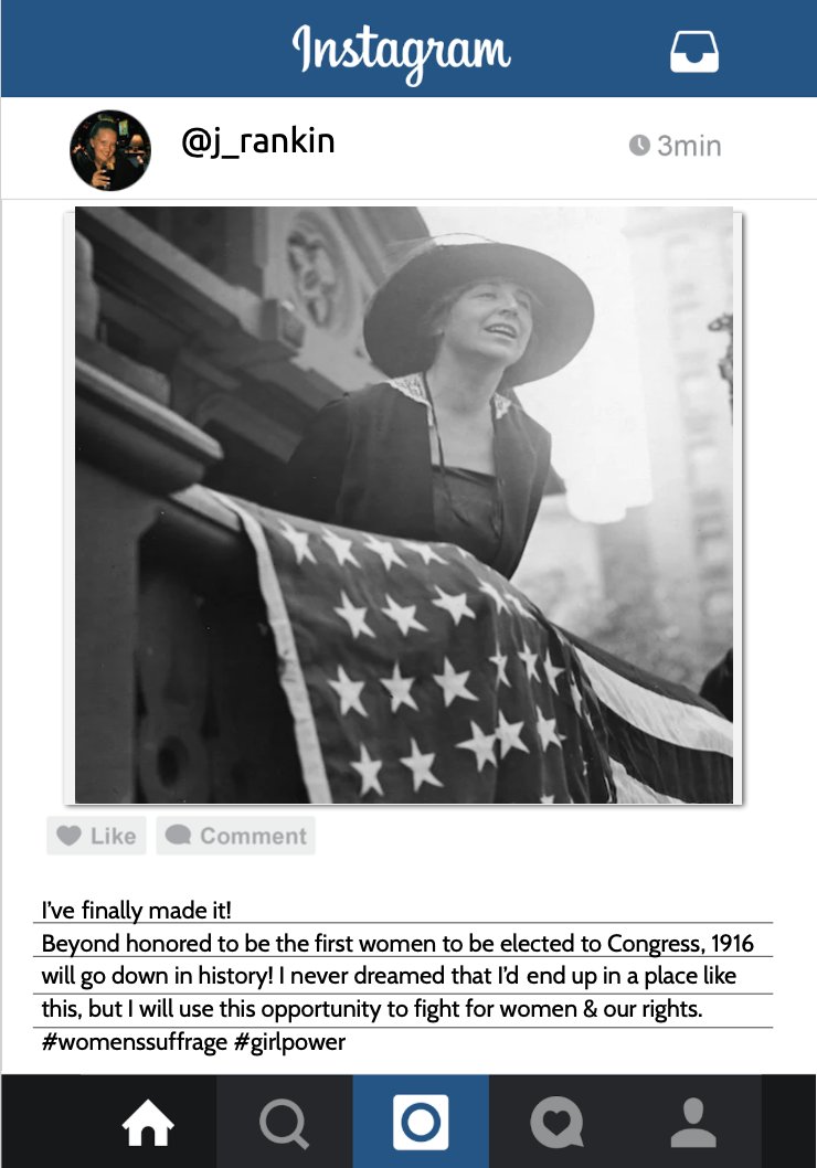 Jordan_Bowles_'s tweet photo. If instagram had been around in 1916, this is what I imagine Jeannette Rankin would have said.
#ies451chat @creativeedtech @tsschmidty https://t.co/n8ZsJ7rFtx
