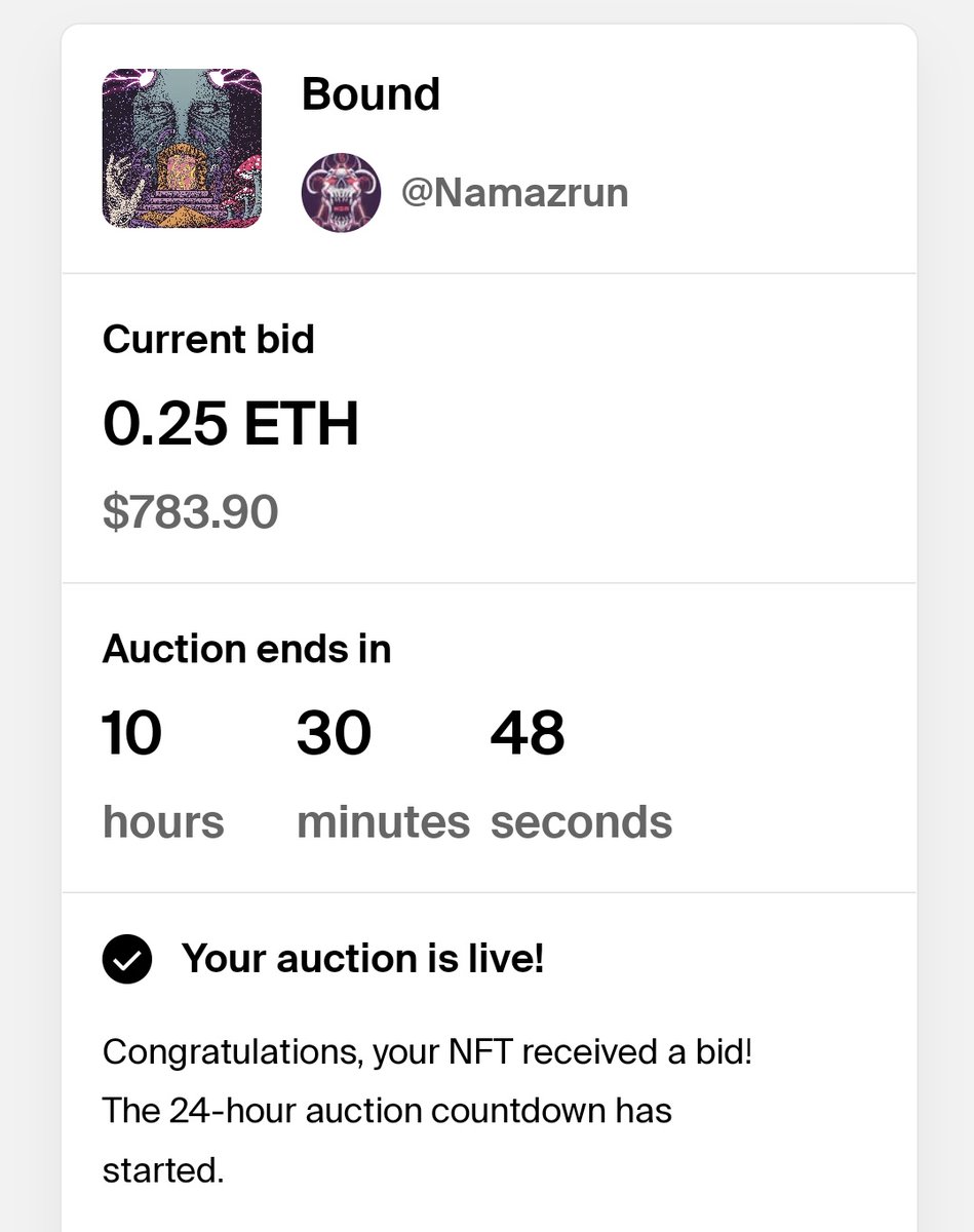 GM fam!
"Bound" auction ends in 10 hours. Join the bid here
foundation.app/@Namazrun/imgs…