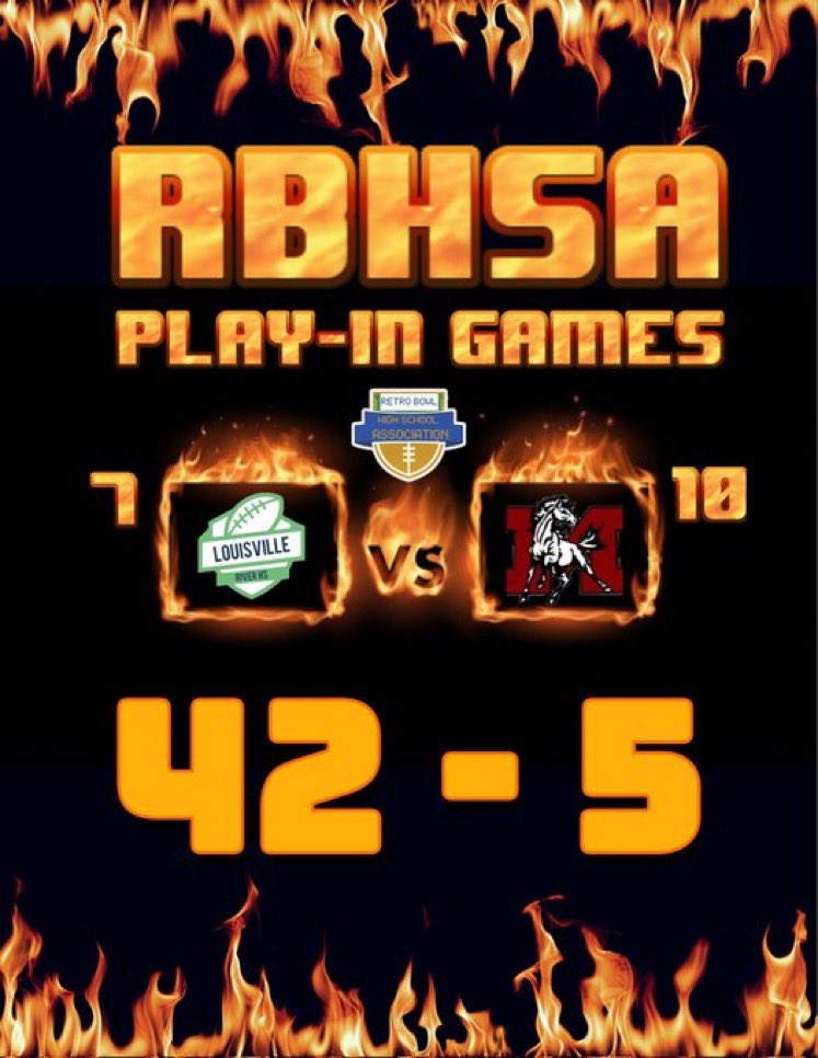 RB_HSA's tweet photo. RBHSA PLAYOFFS: PlayIn Round:
Louisville shows a dominant performance over Mogollon. Who had an offensive line that resembled that of the Bengals. While the Turtles advance to take on #1 Toronto @RBCoachReaper 
@RB_LVille_River vs @RBMogollon https://t.co/Dp72jSKBB2