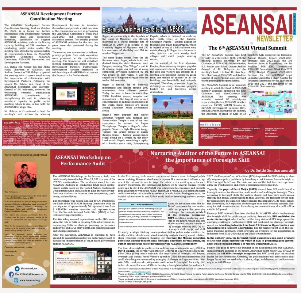Article"Nurturing Auditor of the Future in ASEANSAI ,Importance of #Foresight skill"by Dr.<a href="/SunSutthi/">Sutthi Sun</a> proposed that,inspired by work of <a href="/USGAO/">U.S. GAO</a> <a href="/EUauditors/">European Court of Auditors</a> <a href="/bpkri/">BPK RI</a>,ASEANSAI should create foresight ecosystem to prepare non-audit product to enhance SAI value as per #MoscowDeclaration