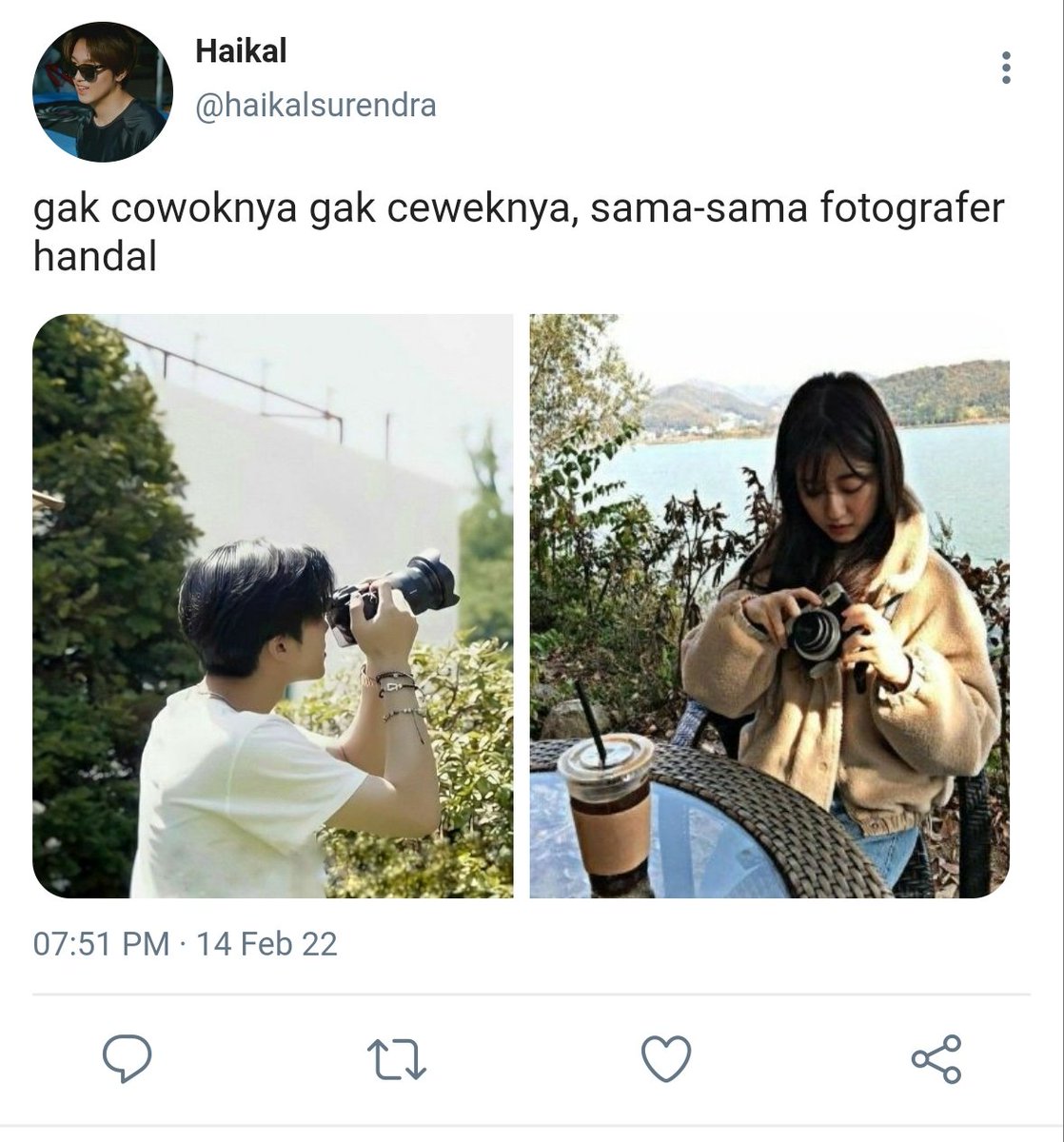 cloudyluvna's tweet photo. "gak cowoknya gak ceweknya, sesama fotografer"

─ na jaemin x 00l dream
© cloudyluvna https://t.co/JwEoAjr1jj