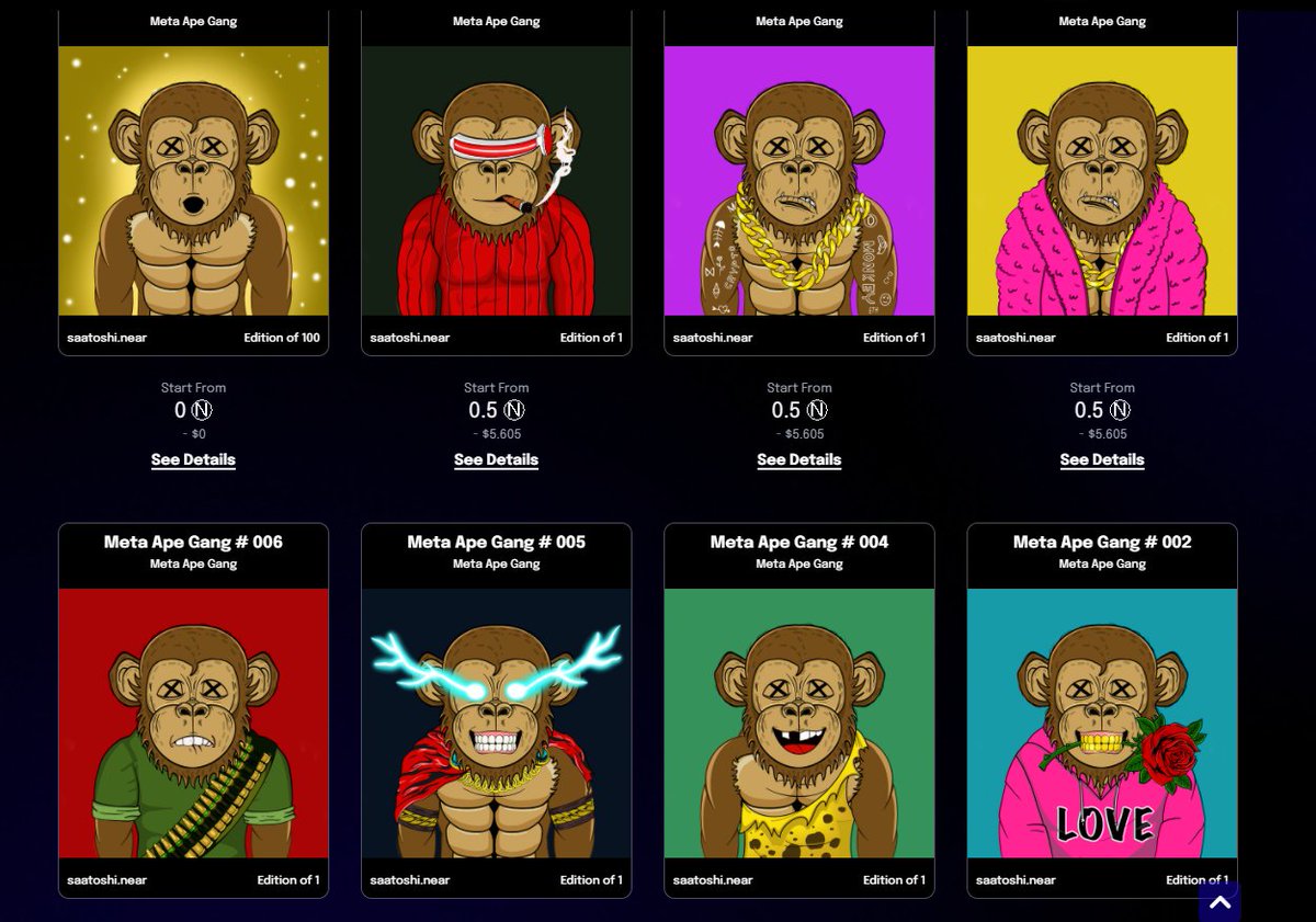 🎉🎉Meta Ape Gang✨✨
discord.gg/xF3FXtMGcK
paras.id/collection/met…

#NEARcollector #NFTTHAILAND #NFTartist #nftcollectors #NFTs #nftart #Paras #ParasNFT #NFT #NEAR #nearNFTs #NFTcollectors #NFTCollection