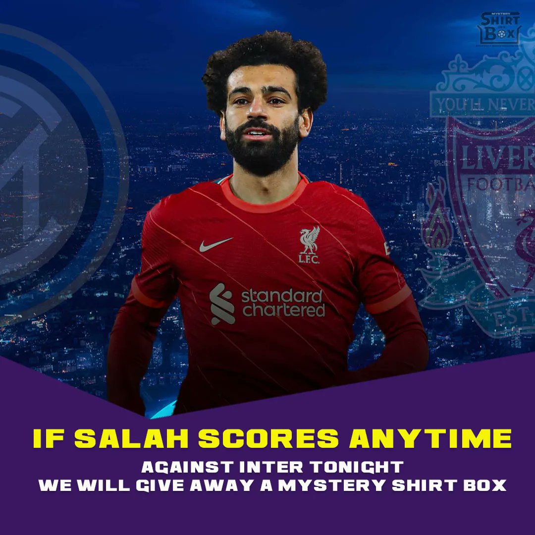 theshirtinabox's tweet image. If Mohamed Salah scores ANYTIME against Inter tonight, we will give away a mystery shirt box 👕📦

RT this &amp;amp; follow us to enter👈

We'll pick a winner tomorrow afternoon. Good luck 🍀