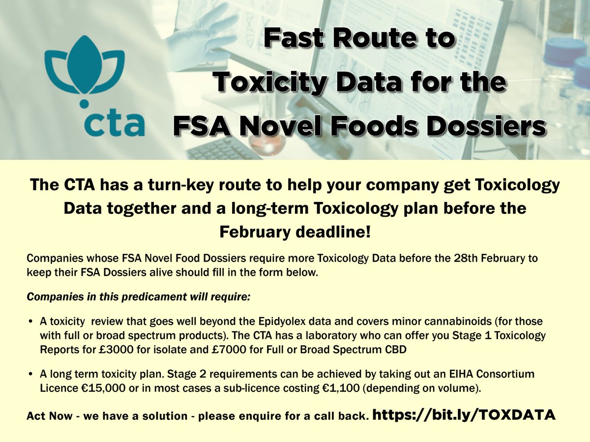 HAVING PROBLEMS WITH YOUR FSA TOX DATA?

bit.ly/TOXDATA

#FSA #NovelFoods #TOXDATA #CBD #CTAUK