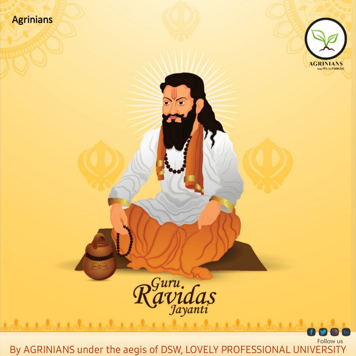agrinianslpu's tweet photo. Ravidas, was an Indian mystic poet-saint of the bhakti movement during the 15th to 16th century CE, he was a poet, social reformer and spiritual figure.
#gururavidassji #gururavidasjayanti #punjab #haryana #ravidassia #lpuuniversity #agrinians #sayyestofarming https://t.co/QTQnMZn0hQ