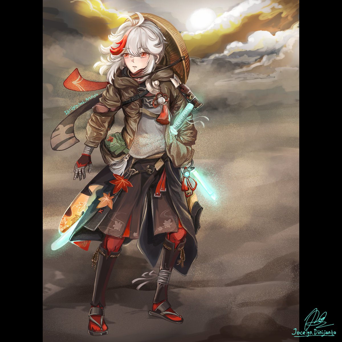 UglycloudA's tweet image. Post-apocalyptic Kazuha 💙

(Design and sketch by my sister (tagged), and colouring by me, soooooo. It&apos;s still thecnically me lmao, we said)

#GenshinImpact
#Genshinfanart 
#KaedeharaKazuha 
#原神