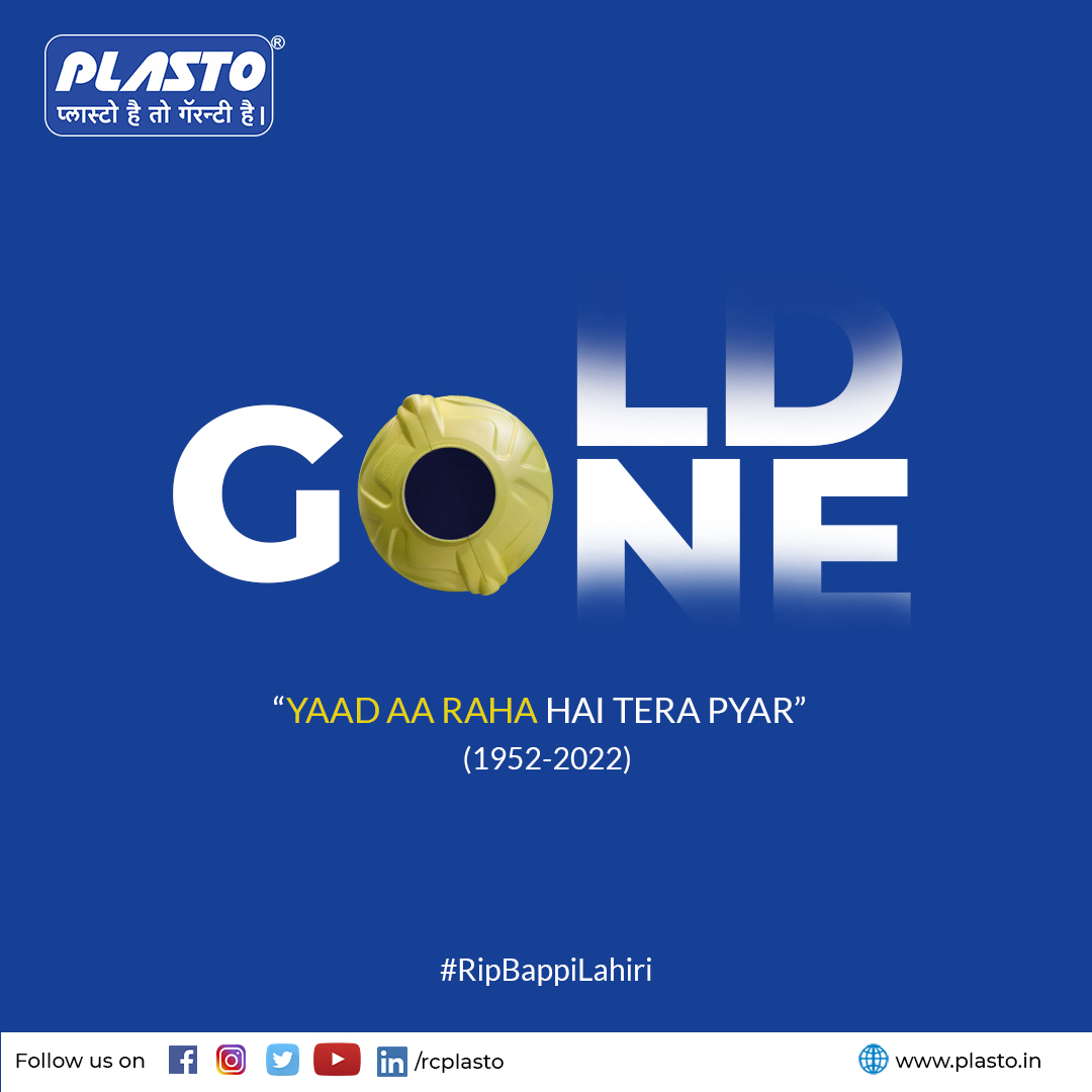 RCPlasto's tweet photo. A heartfelt tribute to legendary music composer and singer Bappi Lahiri Da! You will always be remembered ♥️
#bappilahiri #bappilahirispecial #bappilahri #ripbappilahiri #rip #ripsinger #singer #legend #gold #momentmarketing #plasto #plastotank https://t.co/YJHAS8qC6C