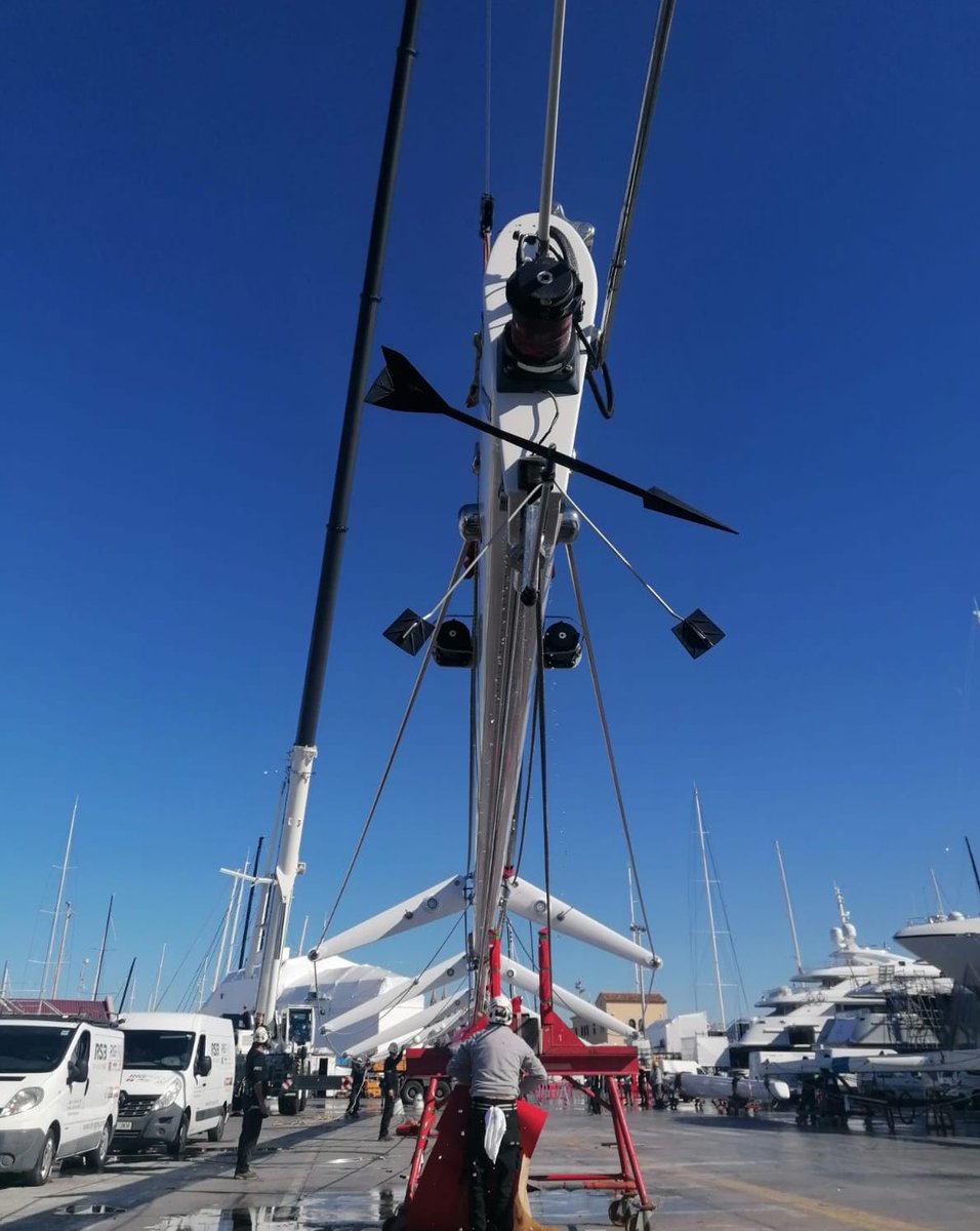 RSBRigging's tweet photo. At the start of a bull run busy week last week, Epiphany was the first to see her rig successfully back in its rightful place and good to go!

#epiphany #syepiphany #rigginginpalma #worldsbestyachtriggers #yachtrigging https://t.co/iRYxykhBpQ