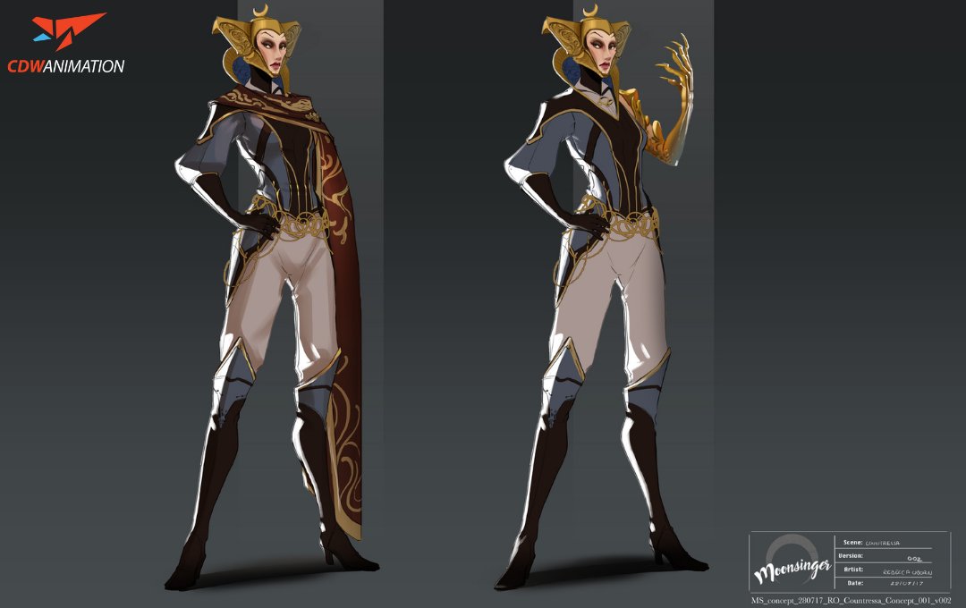 cdwanimation's tweet photo. The Countessa in all her glory! A character concept art for #Moonsinger, an animated series by #CDWAnimation. Visit the website https://t.co/mBd57AAcRE for more info #originalseries #3danimation #animation #animatedseries #3d #illustration #character #characterdesign https://t.co/hizF9ZEmlT