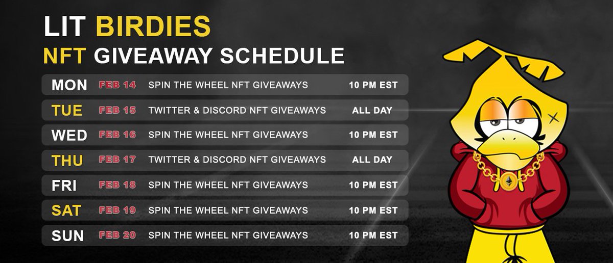 LitBirdies's tweet photo. Spin The Wheel! 🎡 #NFTGiveaway
Drop ur opensea wallet address 📍 we might gift you a Unique NFT to enter! #nftcollectors #airdrops #nftdrop #nftcommunity #nftart #nfts #art https://t.co/1mOB8KAQDA