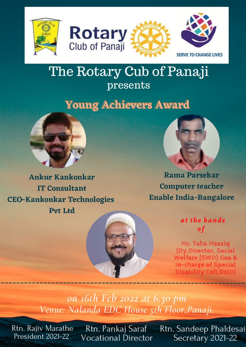 A small correctioin the flyer in the above tweet.Chief guest who will felicitate the awardees <a href="/AnkurKankonkar/">Ankur</a> &amp; <a href="/ParsekarRama/">Rama Parsekar</a>  Mr. Taha Haazique <a href="/tahahaaziq/">taha haaziq</a>  is Dy Director of Goa Social Welfare &amp; incharge of Special Cell for Disability under the dept.🙏
<a href="/goadisability/">Disability Rights Association of Goa</a> <a href="/kunalone/">Kunal</a>