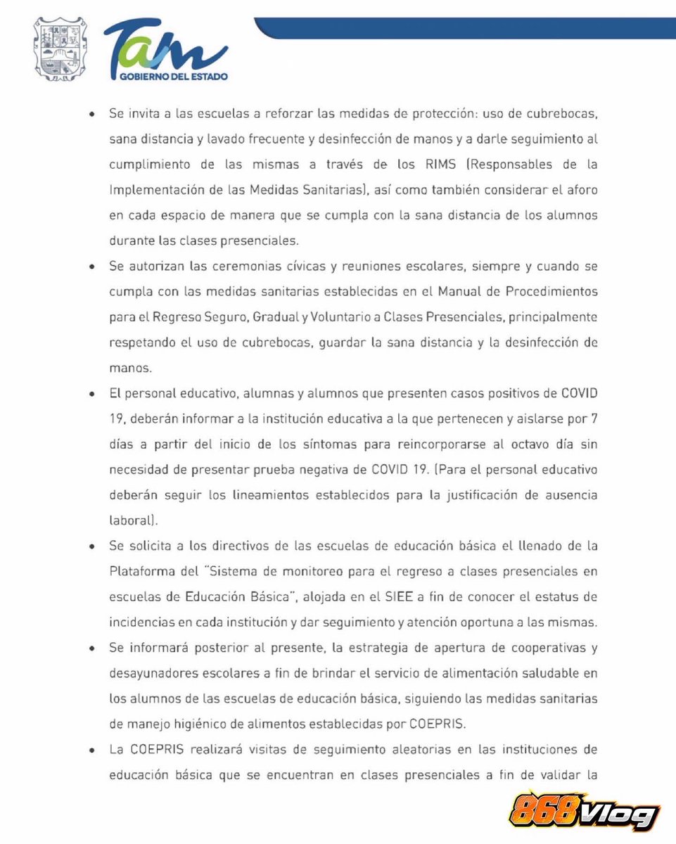 Hashtag868Vlog's tweet photo. 📚 #RegresoAClases2022 l Esta noche la Secretaría de Educación Pública, confirmó el regreso a clases presenciales de educación básica, media superior y superior en Tamaulipas, tanto para escuelas de educación pública como privada.  

➡️ https://t.co/6EZuBJQhEs 

#Matamoros https://t.co/e8QaWbo8OT