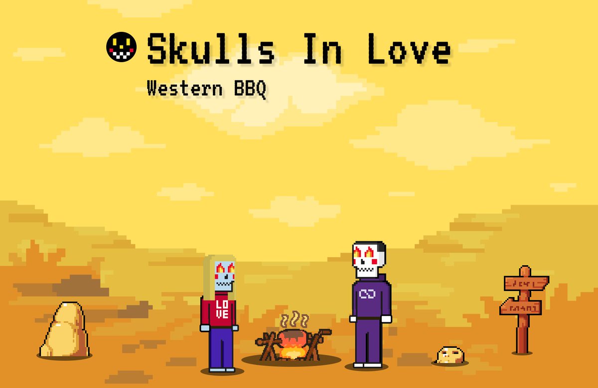 dasheck's tweet photo. Two Skulls having a lovely BBQ @skulls_in_love #SkullsInLove #SIL #NFT #NFTs #NFTart https://t.co/49qhj7v1sq