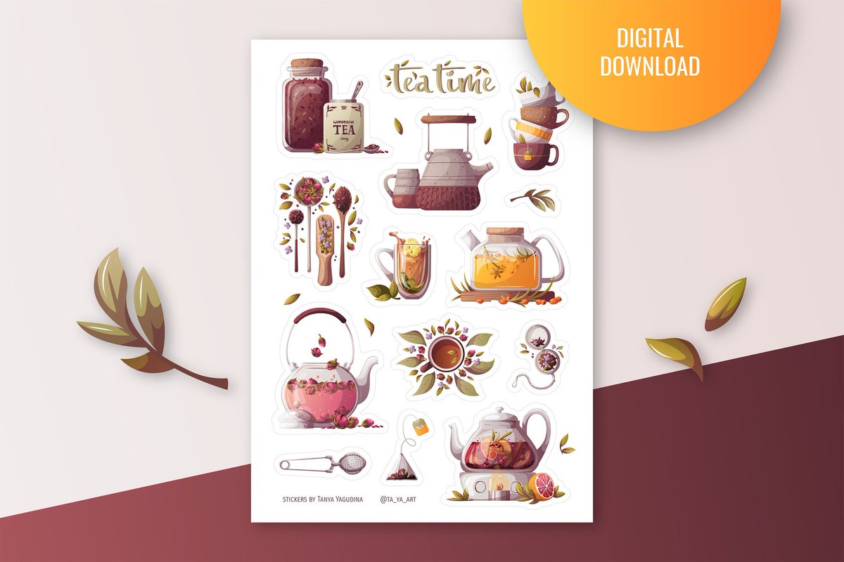 TYagudina's tweet photo. tea time sticker sheet #etsy #teatimestickers #teaclipart #printablestickers #bulletjournal #digitalstickers #plannerstickers #tea #teatime #etsystore #EtsySocial #stickershop #stickerlove https://t.co/e2tPr7V2BL https://t.co/RY6hoOMmCA