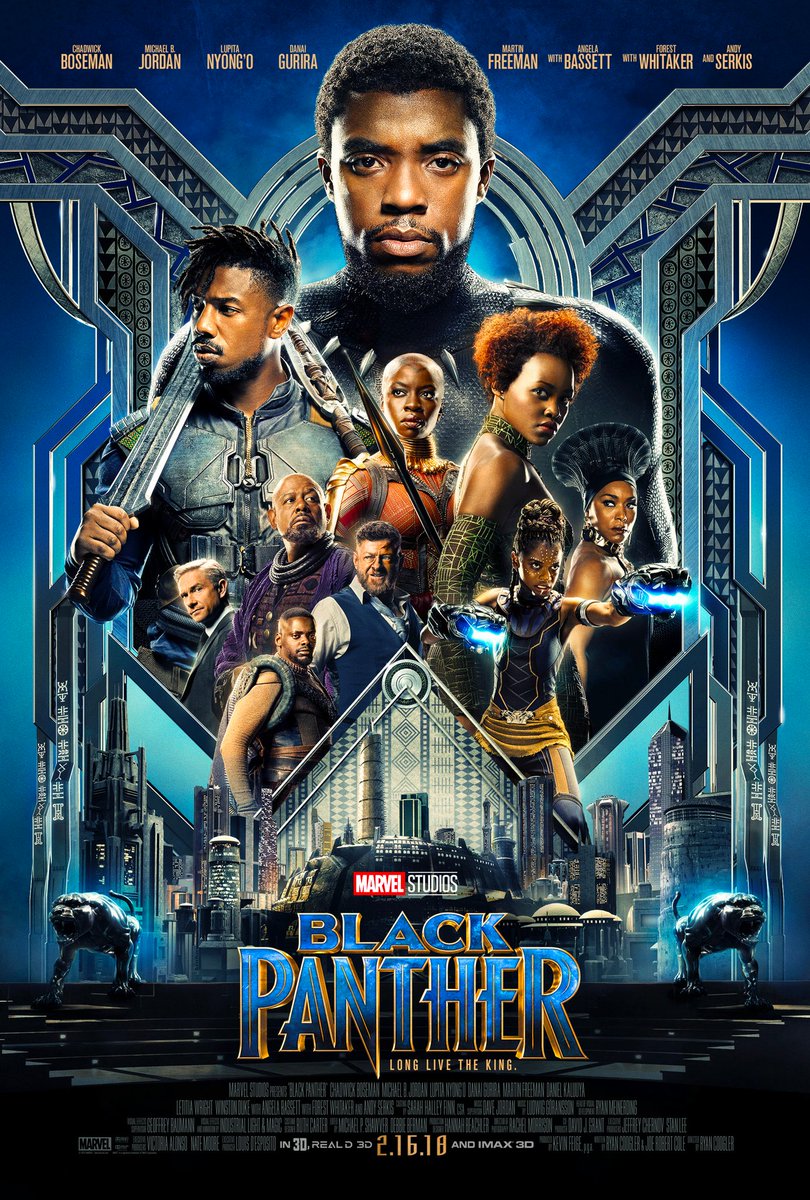 #BlackPanther was released 4 years ago today, starring Chadwick Boseman as T'Challa/Black Panther. We were introduced to characters such as Shuri, Kilmonger, and Okoye. Black Panther won 3 Academy Awards and is currently the 13th highest-grossing movie of all time at $1.3 billion https://t.co/DNOIyJalrt